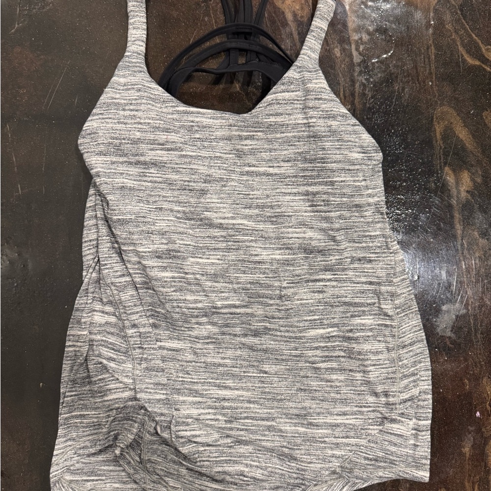 Lululemon Athletica Gray Striped Tank Top